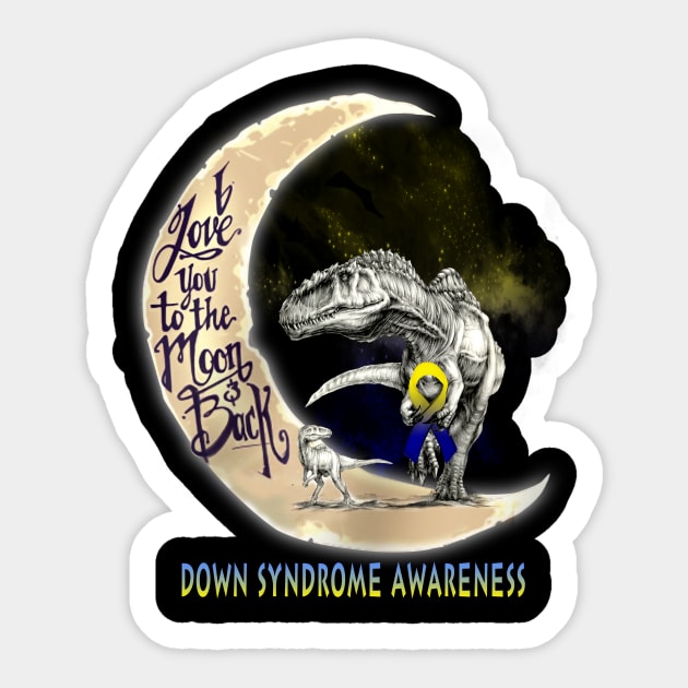 down syndrome awareness dinosaur moon Sticker by TeesCircle